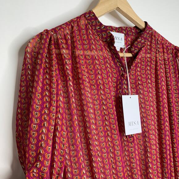 Misa Los Angeles Inge Printed Ruffle Mini Dress Womens Small New - Picture 6 of 16